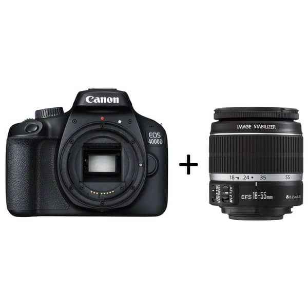 Canon EOS 4000D DSLR Camera in Black with EF-S 18-55mm III Lens Kit